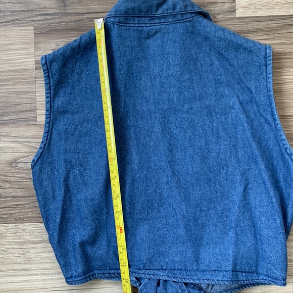 Vintage Gitano Denim Jean Crop Top Shirt Button Up S Small Blue Croptop Classic - Picture 6 of 7